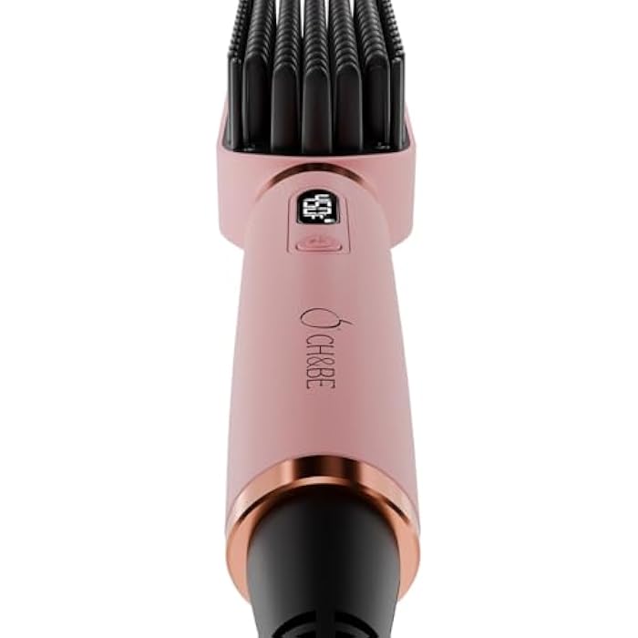 CH&BE Smooth Brush 2-in-1 Hair Straightening Brush, Pink with Rose Gold Accents, LCD Display, 5 Temperature Settings 250-450°F, Anti-Scald Design, Auto Shut-off - Image 5